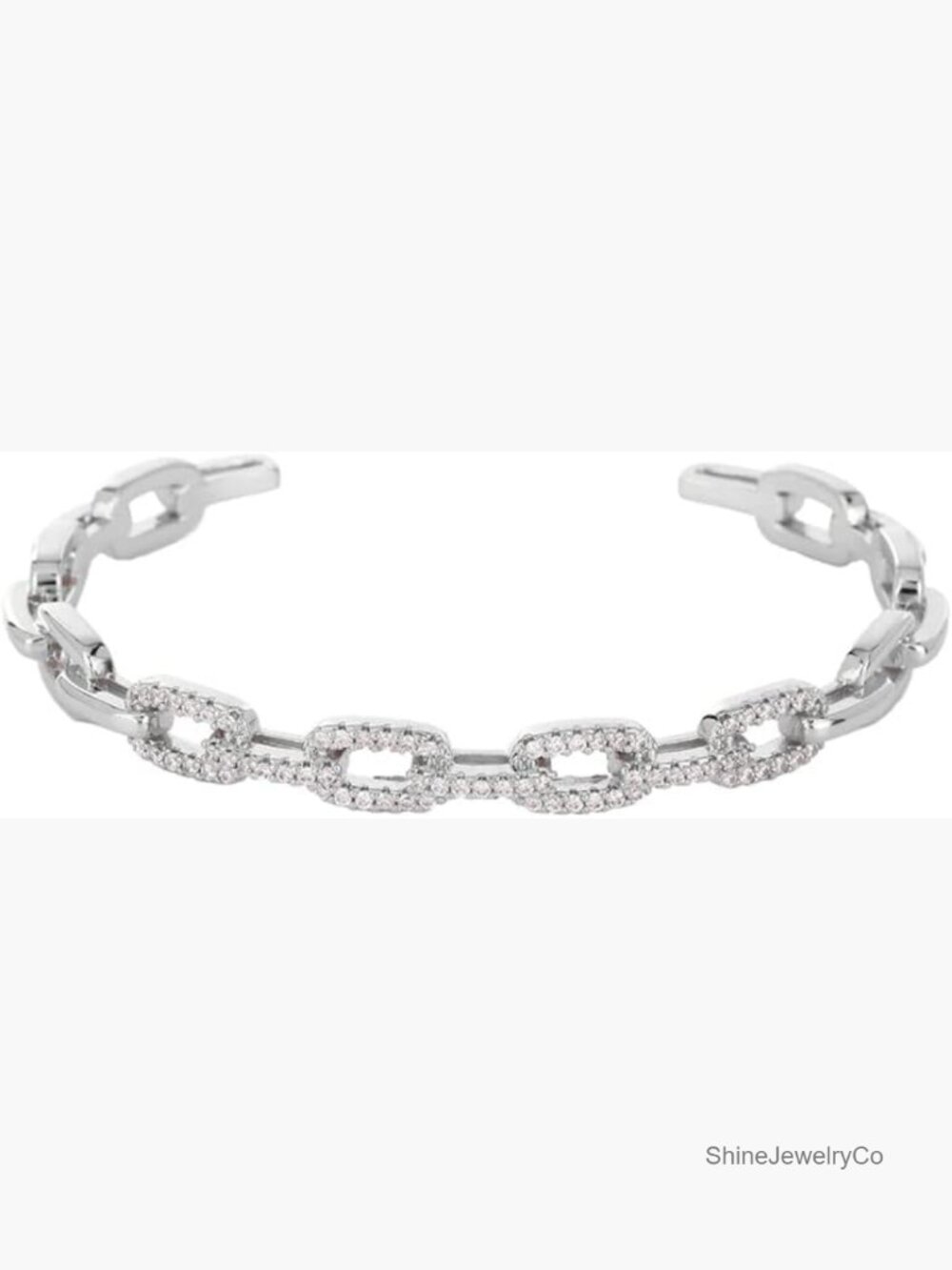 14K Gold Moissanite Open Bangle Cuff Bracelet